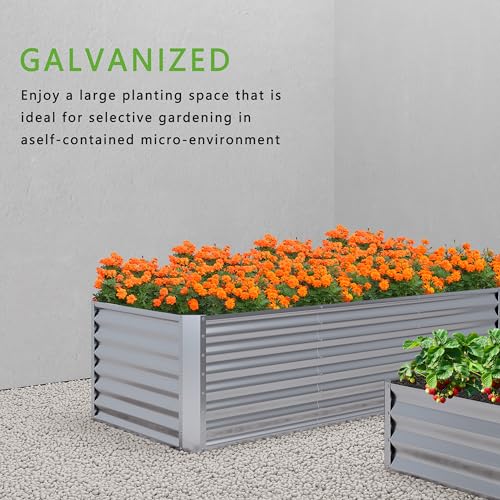 2PCS 8x4x1FT Galvanized Raised Garden Bed (2 Count)