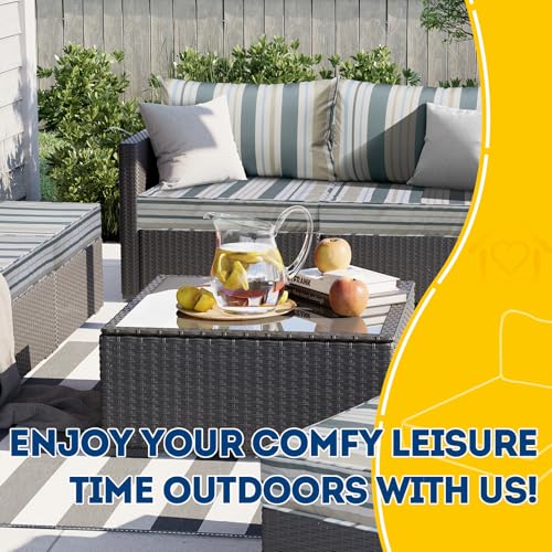 Outdoor Chair Cushions (Slate Gray Blue Coastal Stripe / 25.5"x25.5"x5" / 25.5"x13.5")