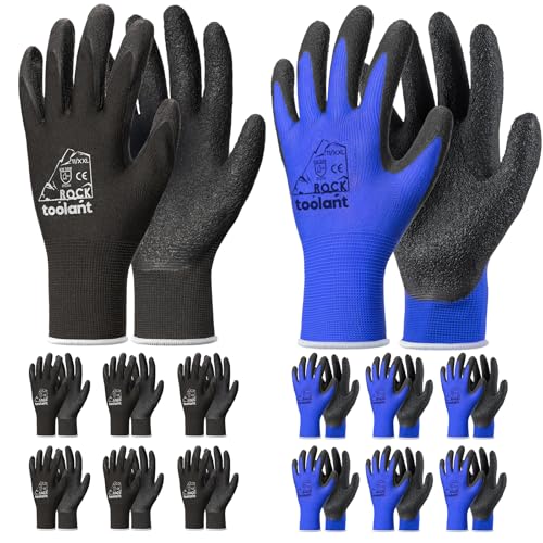 Crinkle Latex Work Gloves (XX-Large / Black & Blue)