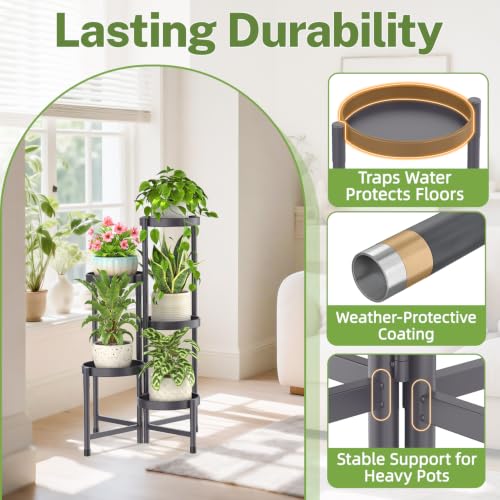 Plant Stand Indoor Outdoor (Dark Gray / 5 Tiers)