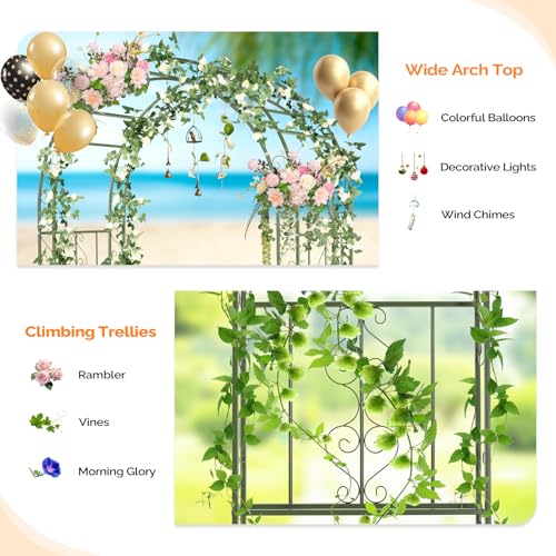 Garden Arbor Double Layer Arch Archway for Wedding Ceremony Party (Olive Green / 7 FT)
