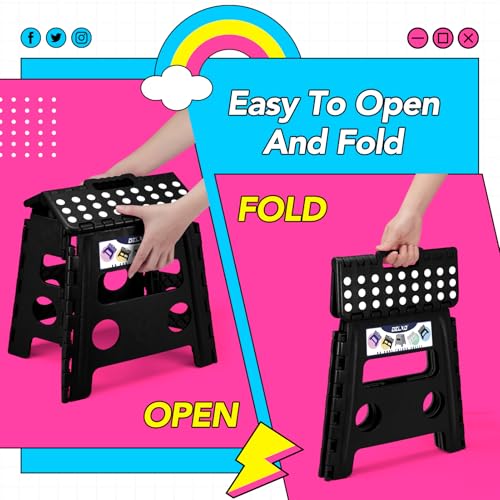 Folding Step Stool 13 inch 2 Pack (Black / 13 Inch-2 Pack)