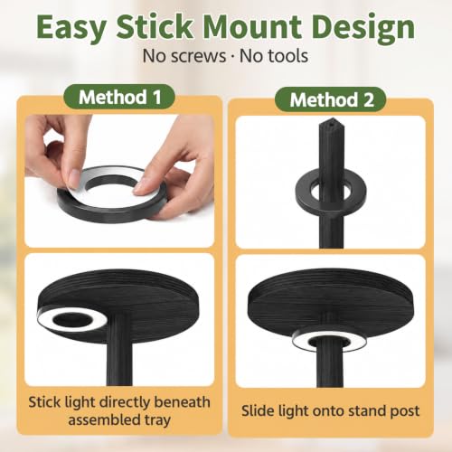 Wood Small Plant Stand Table Indoor Tall with Lights (Natural Black with Light / 5 Tier)