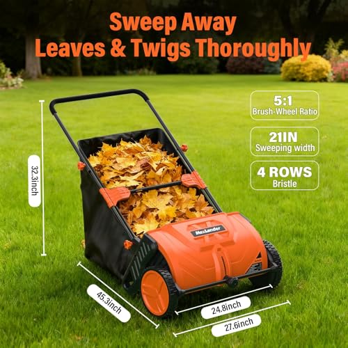 21 Inch Push Lawn Sweeper (Bright orange)