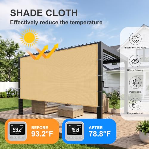 Shade Cloth 12x18 FT Sun Shade (12' x 18' custom size / Sand)
