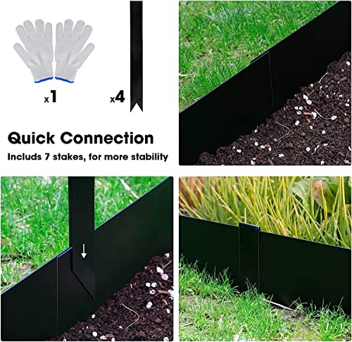 Garden 4 Pack 12" H. Galvanized Steel Landscape Edging w (4-Pack 12"x40" / Black)