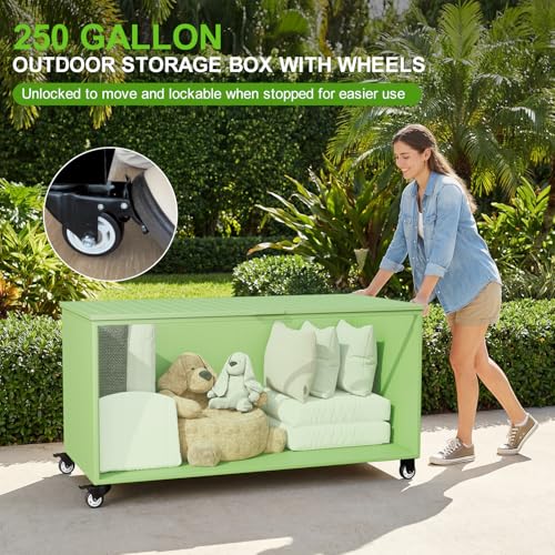 Outdoor Storage Box with Wheels 250 Gallon (250 Gallon / Green)