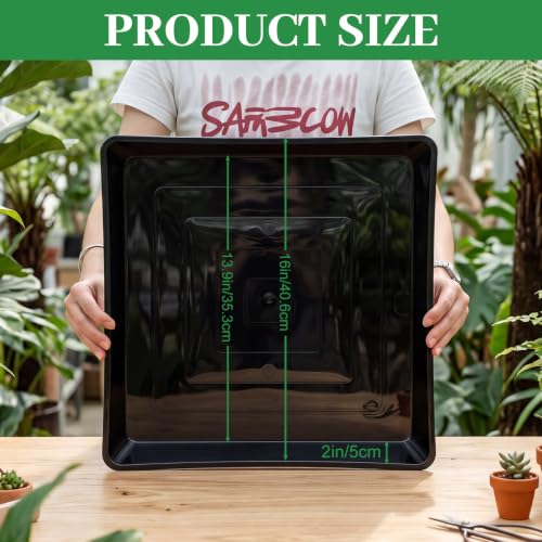 6 Pack Plastic Plant Saucer (Square / 16 Inch / Black)