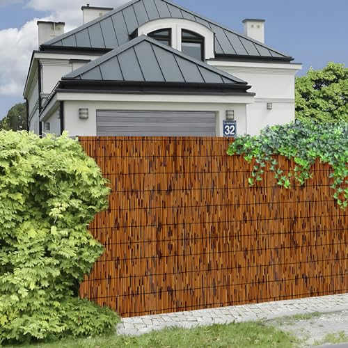 Reed Fencing Rolls 2 Pcs Natural Bamboo Fence 3.3FT X 16.4FT Privacy Screen Curtains Fence for Balcony Patio Garden Backyard Shades Outdoor (2 PACK 3.3FTx16.4FT-Brown)
