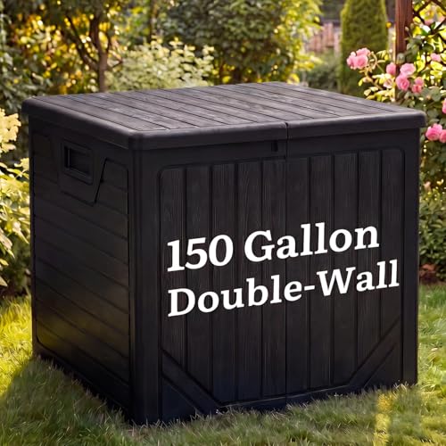 150 Gallon Large Outdoor Storage Box w (Dark Black / 150 Gallon)
