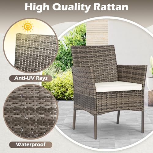 4 Piece Patio Furniture Set (Gray and Khaki / 4-Piece)