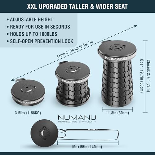 XXL Collapsible Stool for Adults 2 (XXL 19.7" + Cushions & Bags (Pack of 2))