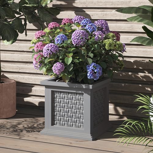 Rattan Style Outdoor Planter Box (Gray)