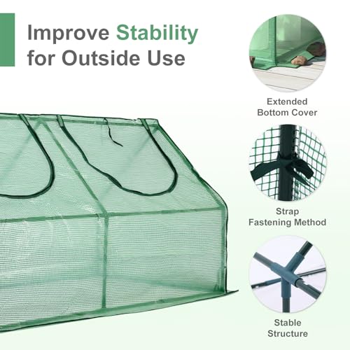 6 x 3 x 3 ft Mini Greenhouse with 2 Zipper Doors (Green / 6 x 3 x 3 ft)