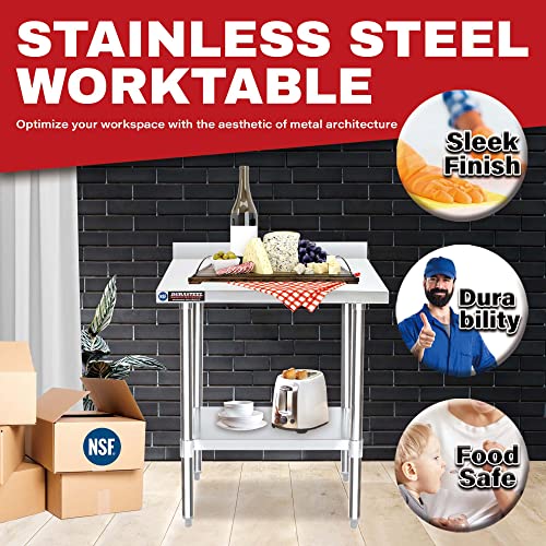 NSF Commercial Kitchen Table (24 x 30 inch / Table with Backsplash)