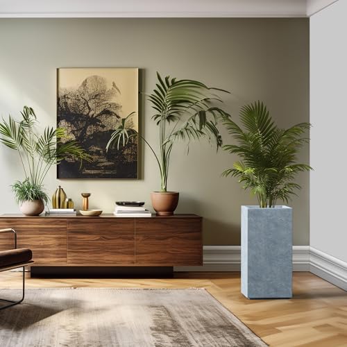 Large Column Square Blue Gray Concrete Planter 27.6" H (Slate Gray / 27.6" H)