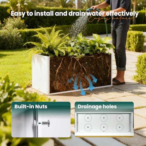 Metal Rectangular Planter 36" L x 15" W x 15" H (White / 36" L x 15" W x 15" H)