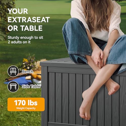 230 Gallon Outdoor Storage Box Waterproof Deck Box for Patio (Black / 230 Gallon)