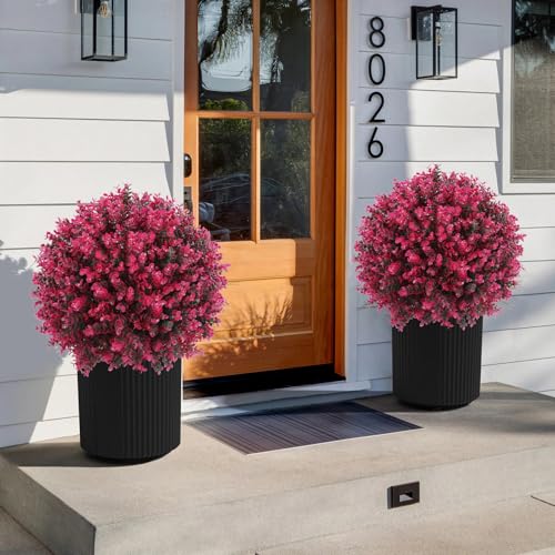 Set of 2 Artificial Red Eucalyptus Topiary Ball Tree (Red Eucalyptus)