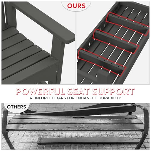 Garden Bench Farmhouse Park Front Porch for Entryway Bench Outdoor Seating Low Bench Patio Bench Outside (Grey / 51IN)