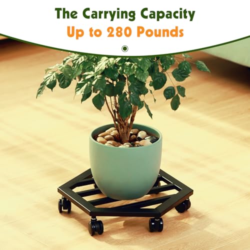 2 Packs 13 inches Large Metal Plant Caddy with Wheels Rolling Plant Stands Heavy (2 Count)