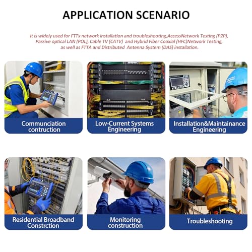 12-in-1 OTDR Optical Fiber Tester 1310/1550/1625nm,37/36/37db,5.6' Touch Screen,Integrat ing Automatic OTDR, Expert OTDR, Event Map, 10G Dual OPM,Optical Power Meter, End StateCheck (SJ Blue and Black)