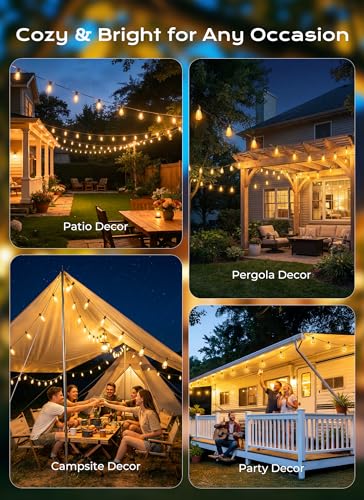 52FT Solar String Lights Outdoor Waterproof (52FT(15 Sockets))