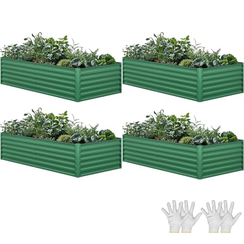 4pcs 8x4x2ft Galvanized Raised Garden Bed (8x4x2ft 4pcs / Green)