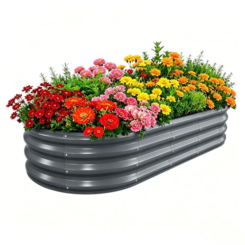 Galvanized Raised Garden Beds Outdoor (Gray / 6 x 3 x 1 ft)