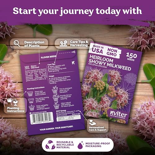 150 Showy Milkweed Heirloom Flower Seeds for Planting
