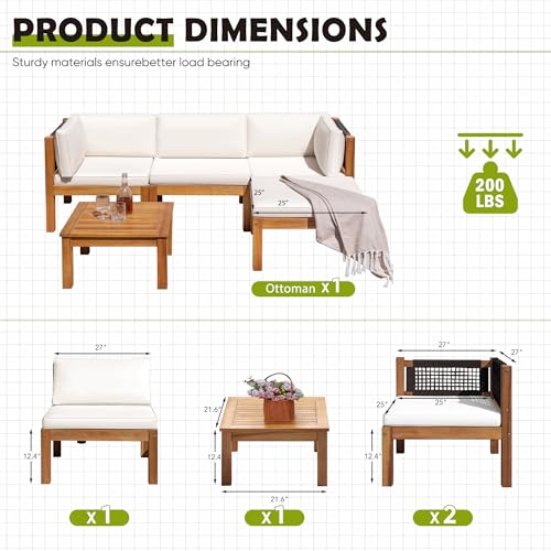 5 Pieces Small Patio Sofa (5 piece)