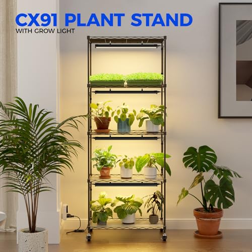 CX91 Plant Stand with Grow Light (Yellow-CX91 / 23.6x13.8x59IN)