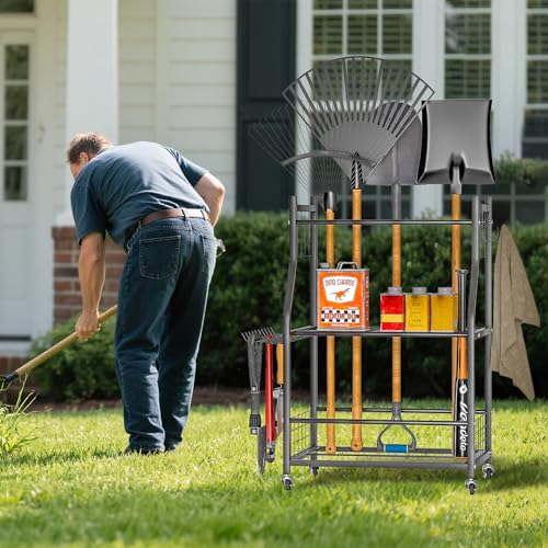 Garden Tool Organizer Yard Storage Stand for Garage w (Medium)