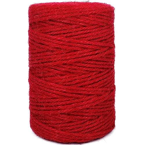 Red 2.5mm Jute Twine 328 Feet Heavy Duty Garden Twine String for Arts Crafts and Decorative Festival Projects (328 Foot)