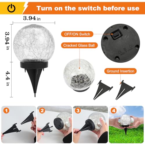Solar Globe Lights Outdoor Waterproof (Warm White / 6 globes)