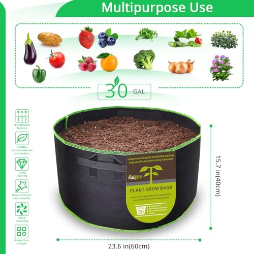 2 Pack 30 Gallon Fabric Flower Pots Garden Felt Grow Bags with Handle (30 Gallon 2 pack)