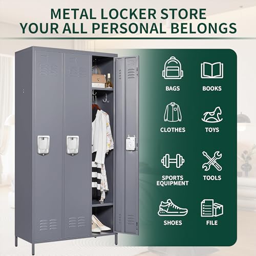 3 Doors Steel Locker Cabinet (3 Door-Upgraded / Grey)