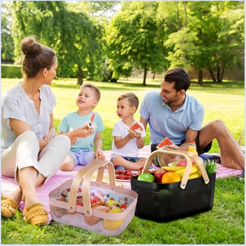 3pcs Collapsible Wooden Handle Plastic Harvest Basket (2 Count)