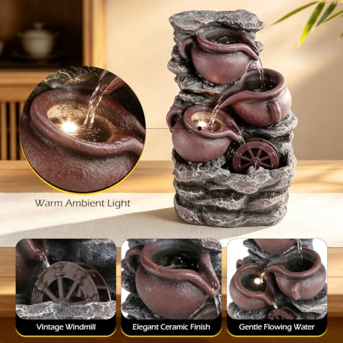 Water Fountain Tabletop Waterfall Fountains Indoor with LED (Style 13)