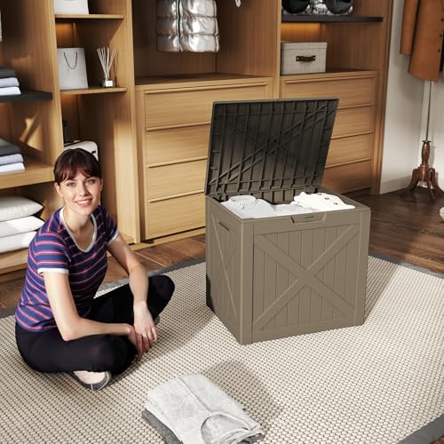 40 Gal Waterproof Outdoor Storage Box Weatherproof Deck Box (Grey / 40 Gallon)