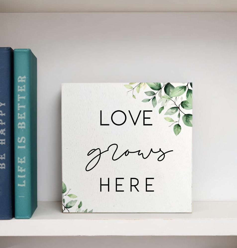 Love Grows Here Funny Bathroom Wooden Box Sign (R)