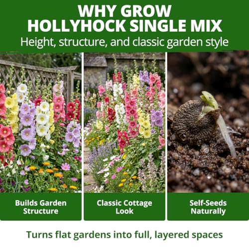 Hollyhock Single Mix 3000 Flower Seeds 1 oz