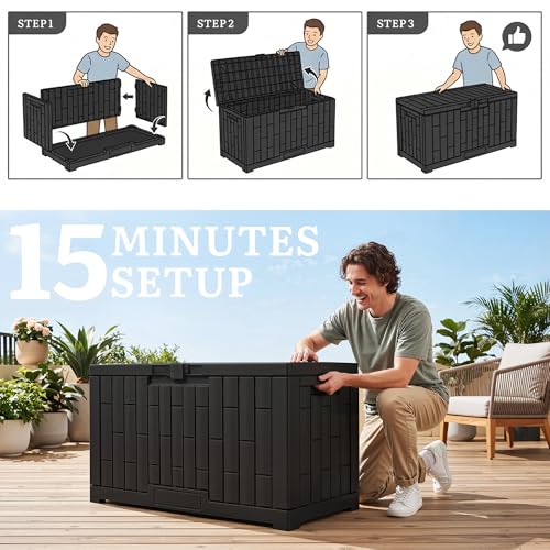 60 Gallon Outdoor Storage Box (Dark Black / 60 Gallon)
