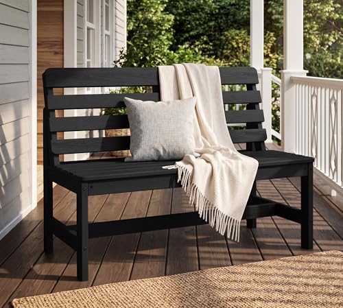 Armless Outdoor Bench (Black / 2 Person)