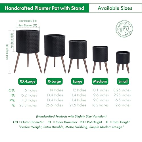 Planter Pot with Wood Stand