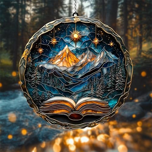Starry Light Acrylic Suncatcher Window Hanging Wall Decor Fantasy Book Lover Gift Reader Gift (1-fba-ssl-evg-d981-g / 12")