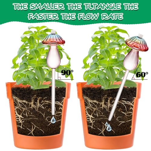 4 Pack Self Watering Globes for Plants Mushroom Glass Plant Watering Globes (4 Count)