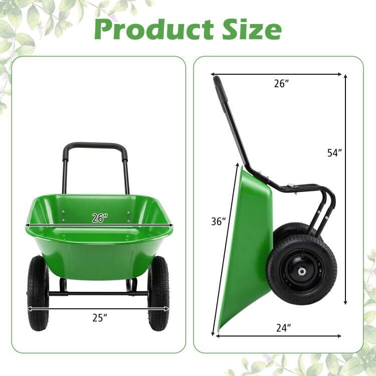 Dual Wheel Wheelbarrow (Bright Green)