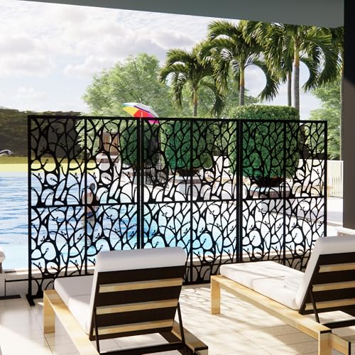 72" Metal Privacy Screen Bird Pattern