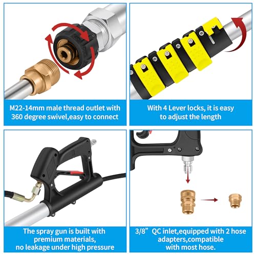24 FT Telescoping Pressure Washer Wand Extension (24FT-LSE)